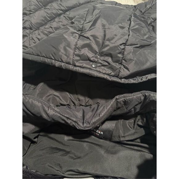 Spyder Black puffer thermal Hooded quilted long jacket front zipper L - Picture 5 of 15